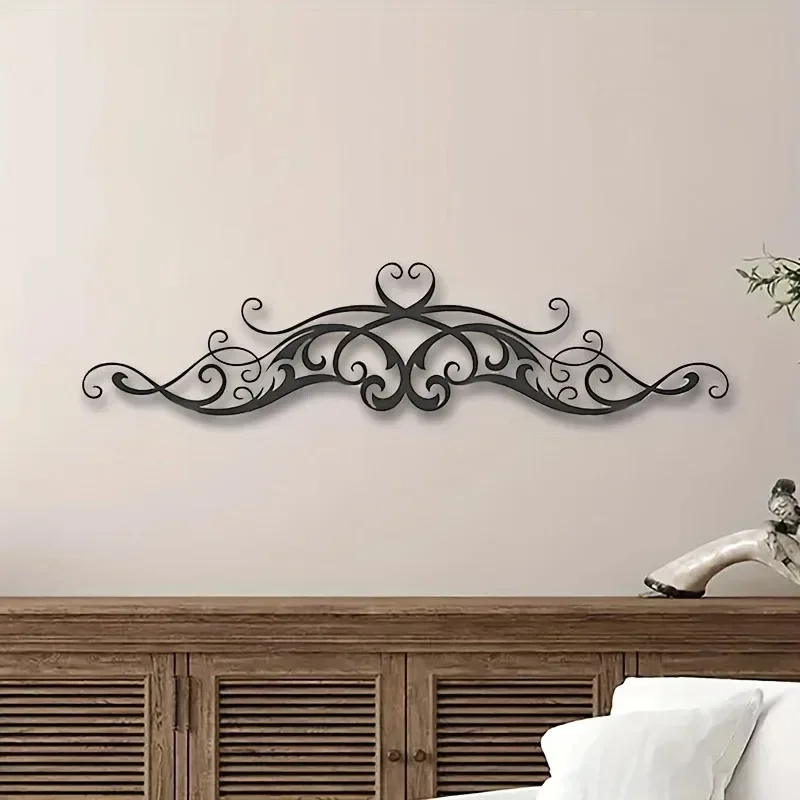 Vintage-Style Symmetrical Patterned Metal Wall Art Scroll Vine Sculptures Decorative Iron Artwork for Home Decor