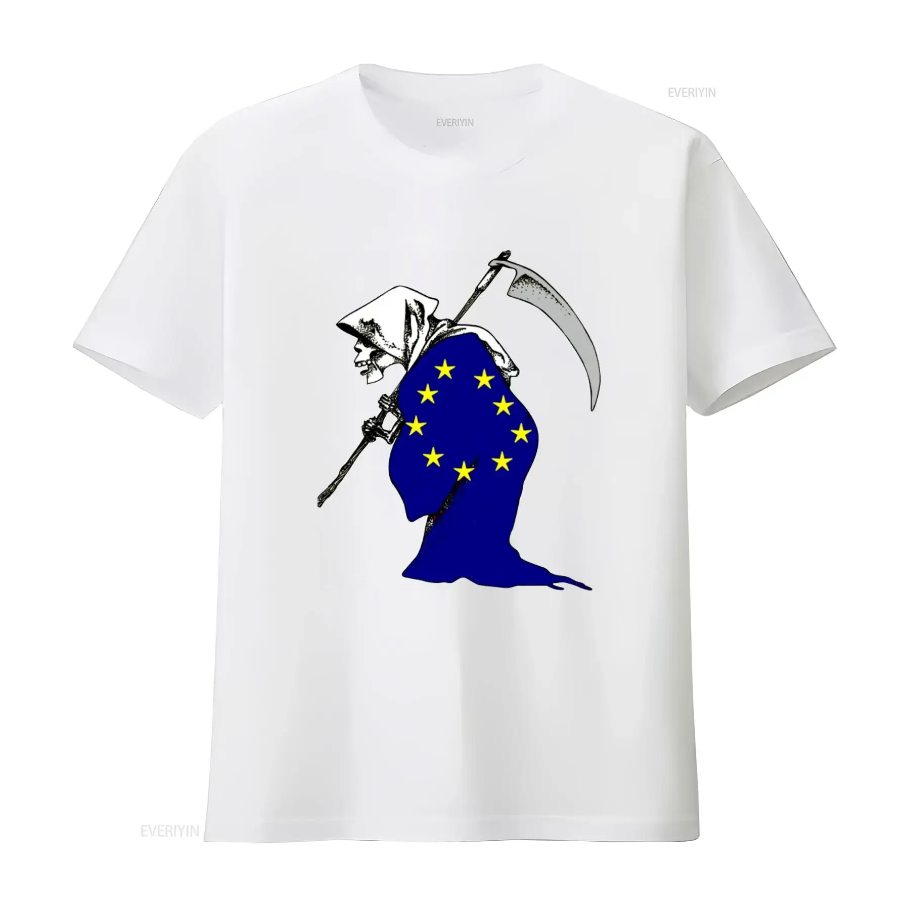 No Eu Bretix Brexit Anti European Union Death Stop Ue Print T shirt For Men White Size S 3XL vintage Washed Stretched - view 3