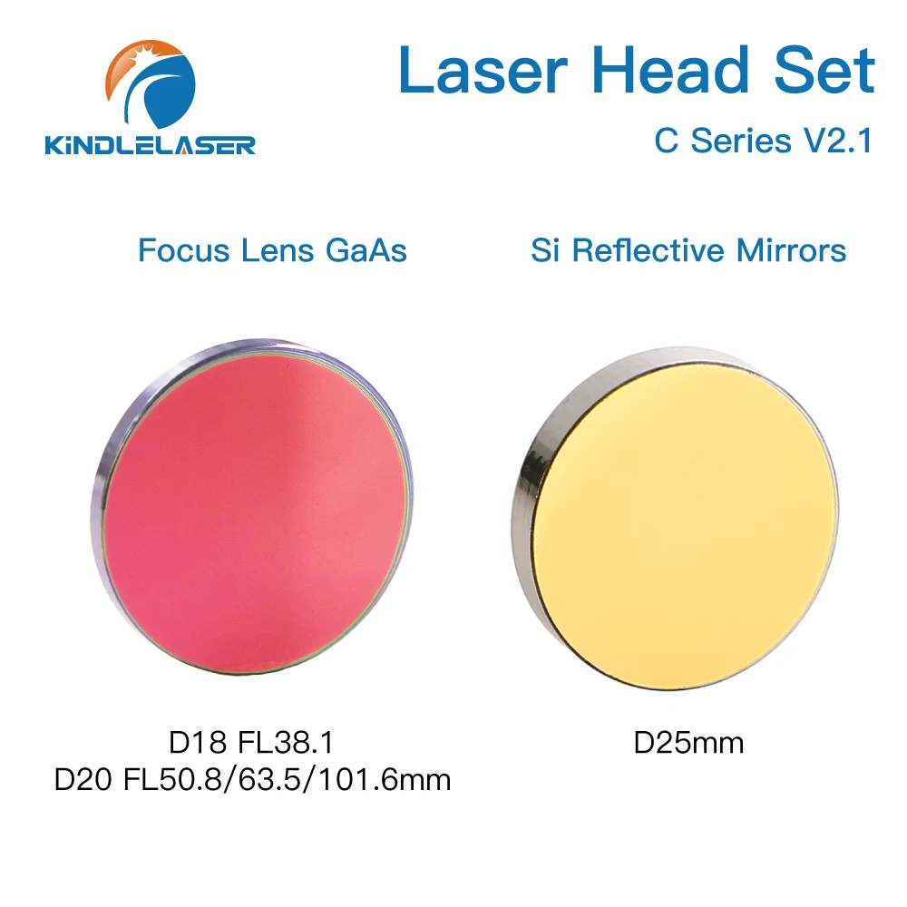 Testa Laser CO2 GaAs Set di lenti di messa a fuoco D18 fl38,1 D20FL50.8/63.5/101.6mm montaggio integrativo Dia.25 Si specchio per taglierina Laser