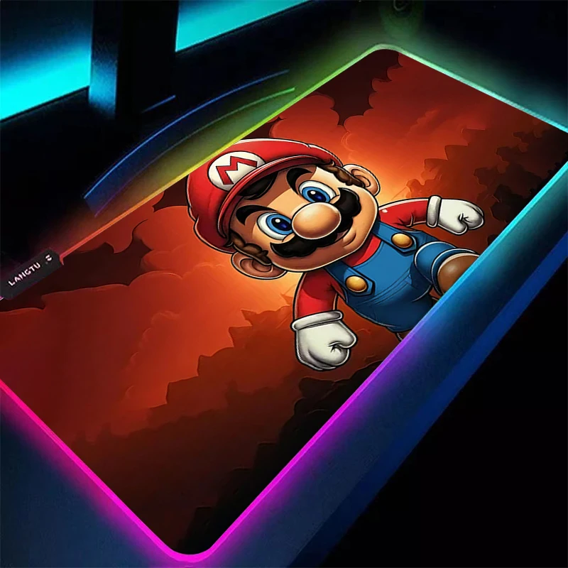 

RGB Large Mouse Pad M-Mario 90x40cm Edge White pc speed For e-sports players Backlight Laptop Computer Keyboard LED xxl mousepad