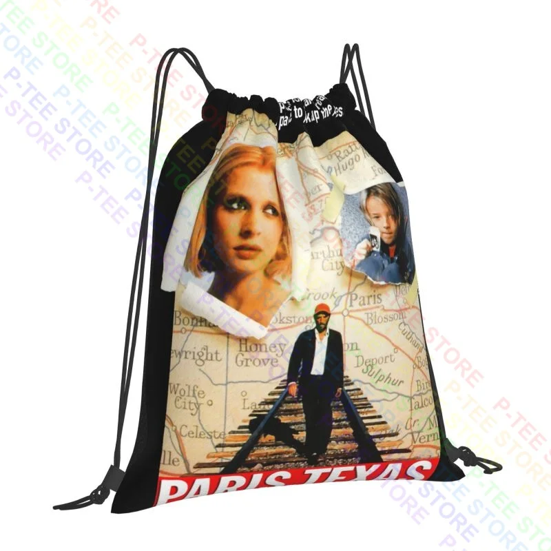 Paris Texas Wim Wenders Drama Movie Poster 1984 France Drawstring Bags Gym Bag Hot Lightweight