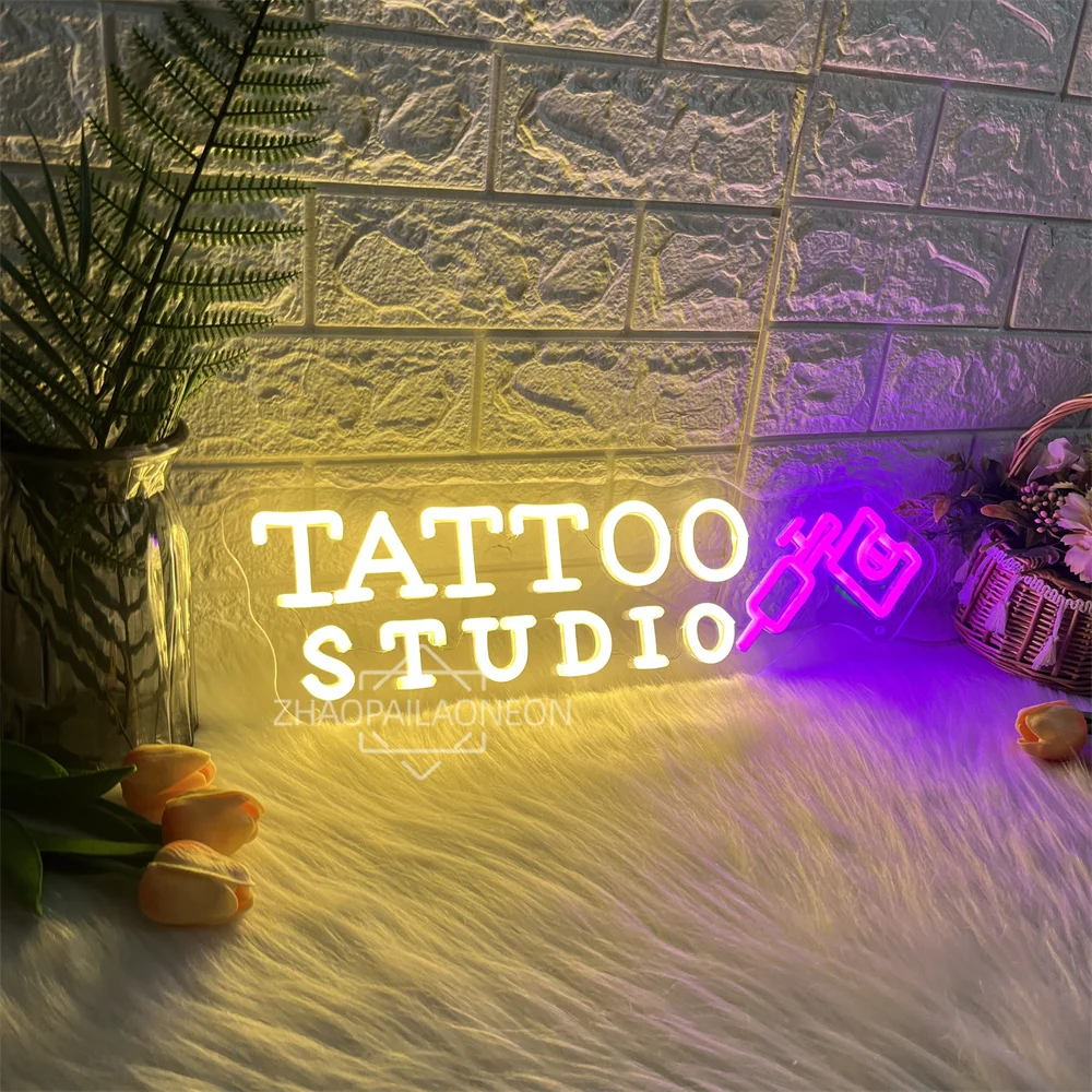 استوديو الوشم ضوء النيون الوشم صالون المنزل جدار الفن ديكور غرفة LED النيون تسجيل الوشم متجر الديكور مصباح ليد تسجيل #2