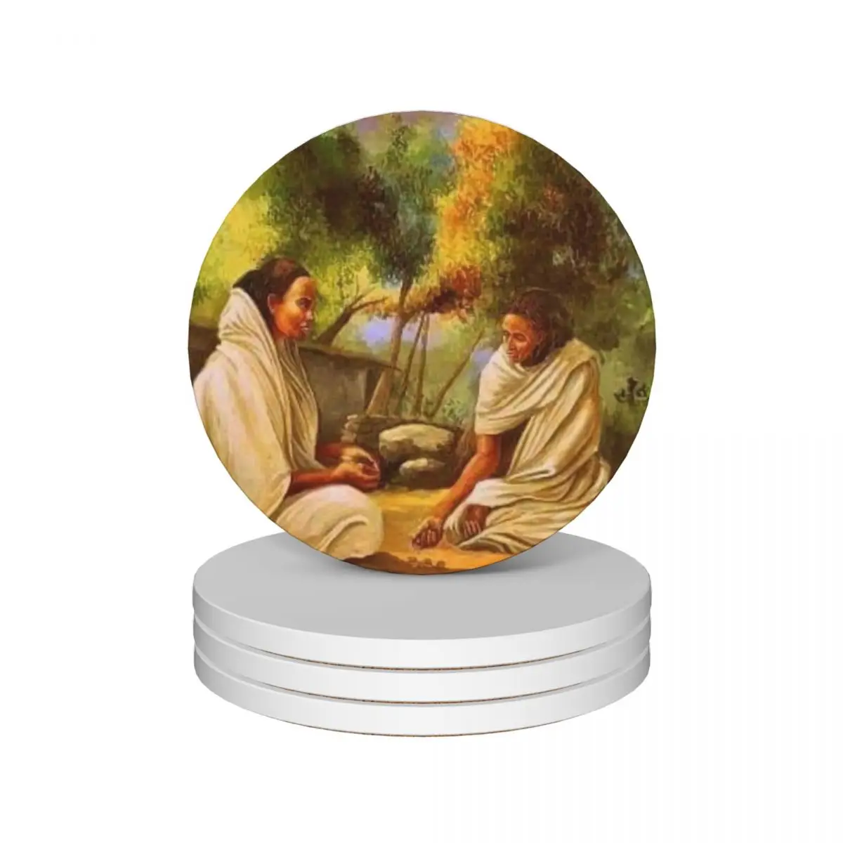 

Ethiopian Painting Ceramic Coasters (Set of 4) coffee cup stand household utensils kitchen Coasters