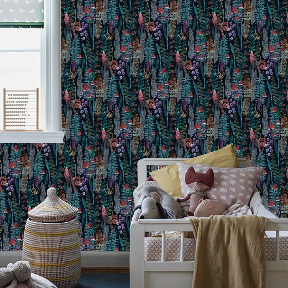 Peel and Stick Wild Plants Floral Wallpaper Boho Jungle Forest Fern Wallpaper for Bedroom Renters Living Room Wall