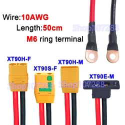 XT90H/XT90S-F/XT90E-M to M6 Ring Eyelet Terminal Plug Connector Cable 10AWG RC ESC Charger Side Power for for RC Lipo Battery