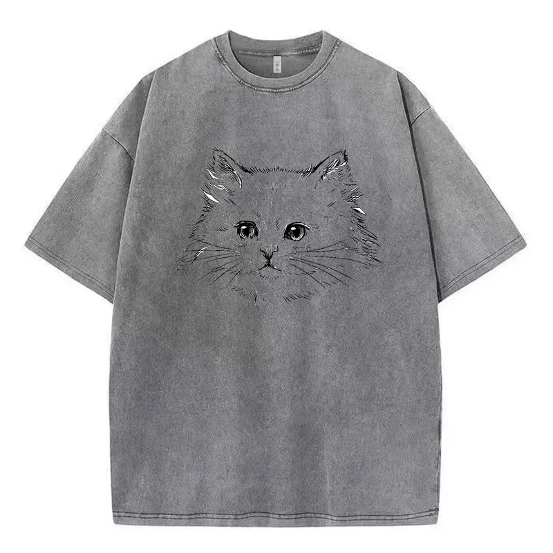 Tshirts for Men Adults Kid Cute Aristocratic Cat Printed Graphic Soft Washed Cotton High Quality Workmanship T-Shirt 2024 New