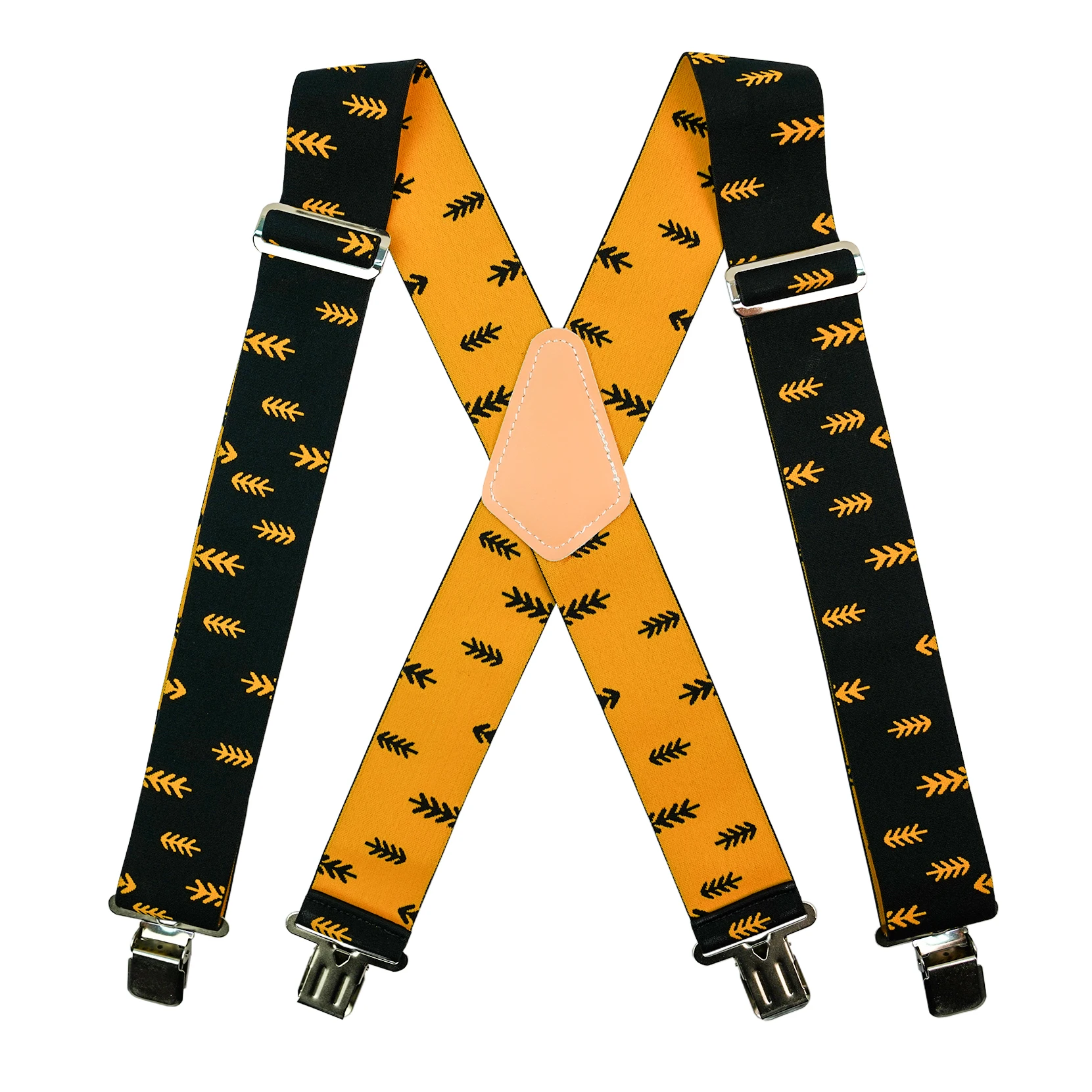 MELOTOUGH Men's Suspenders Fully Elastic 2 Inch Wide X Back Heavy Duty Work Suspenders Snow Tree