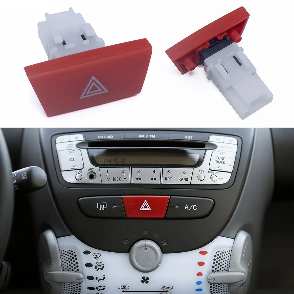 Car Repair For Citroen C1 For Peugeot 107 Hazard Warning Button Emergency Hazard Flasher Warning Light Switch 6490.NG