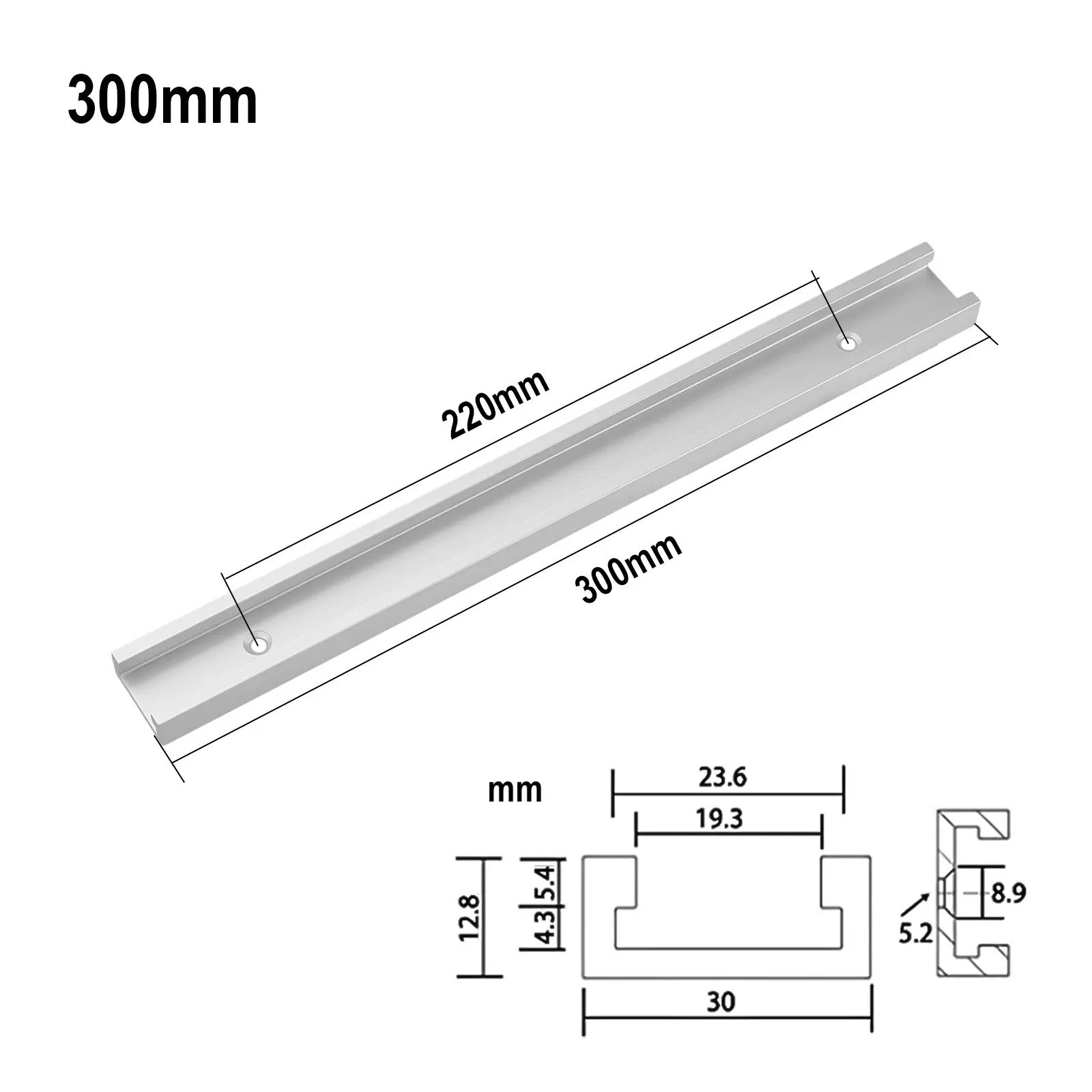 Aluminium Alloy T-Track Slot and Miter Bar Slider for Table Saw Tables Enabling Precise Angular and Linear Positioning Control