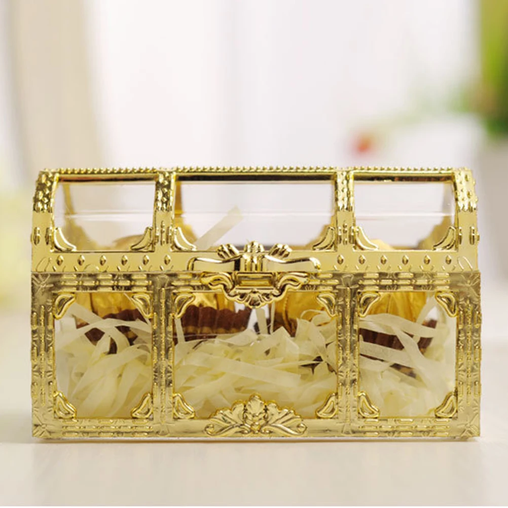 

6 Pcs Candy Boxes Wedding Favor Boxes Plastic Treasure Design Gift Holders for Weddings Parties Storage Chocolate Mints Small