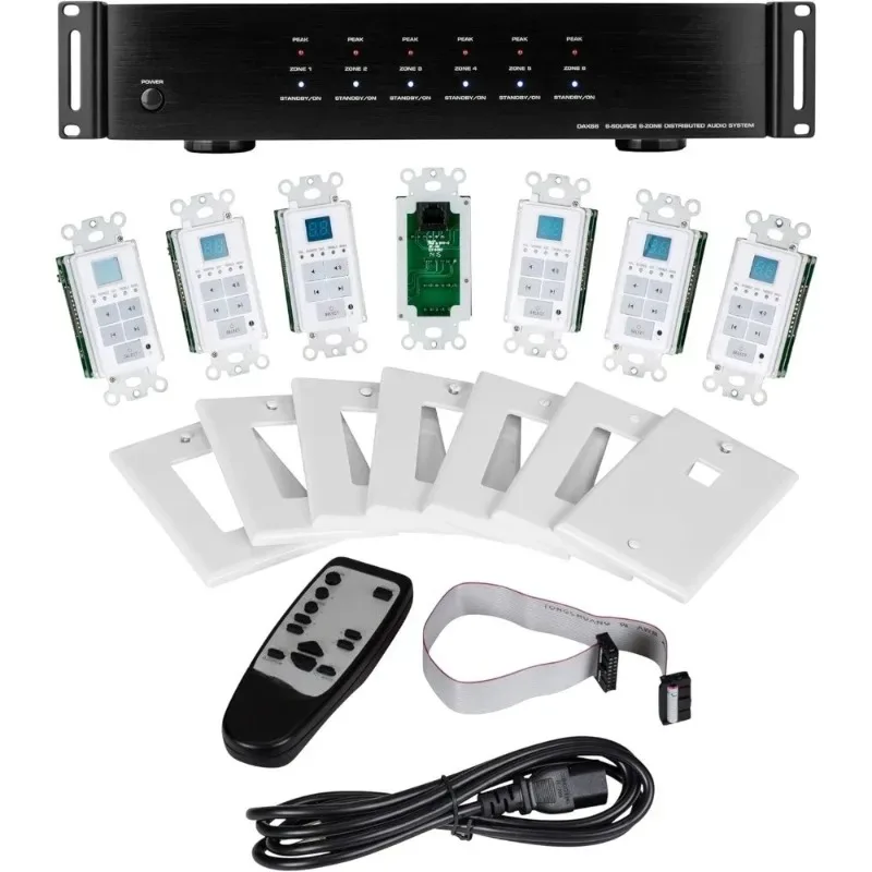 

6-канальная аудиосистема для всего дома с настенными пультами управления, 25 Вт на канал