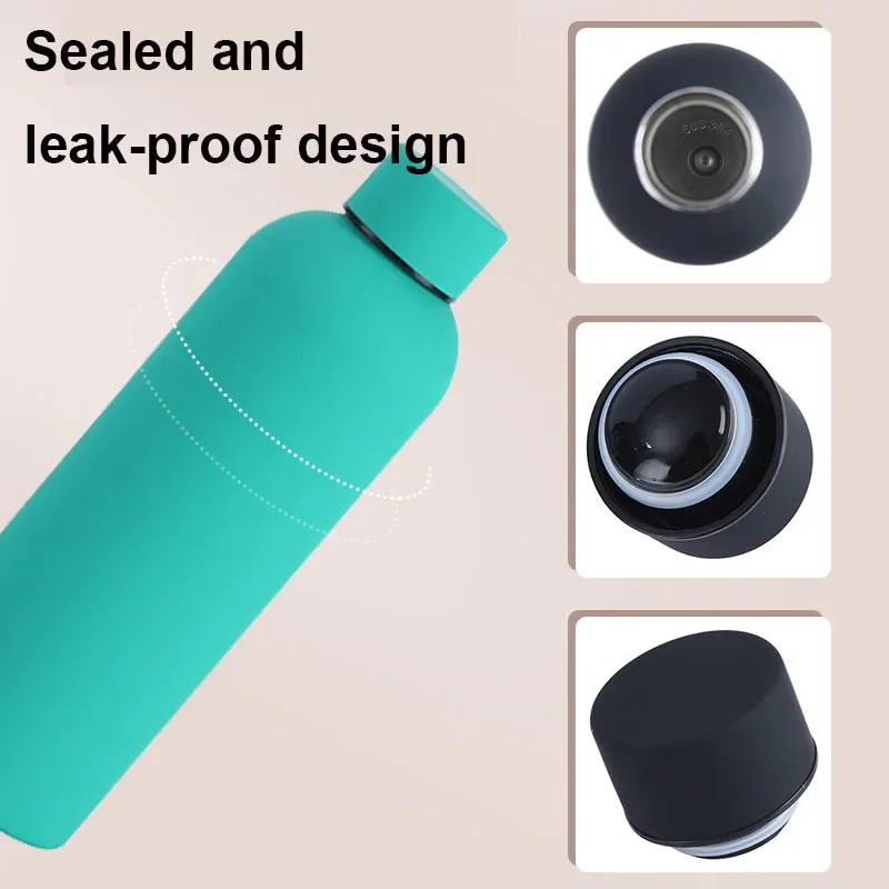 500/750ML Outdoor Stainless Steel Bottle, Small Mouth Thermos Cup, Rubber Paint Sports Kettle, Thickened Double Water Cup