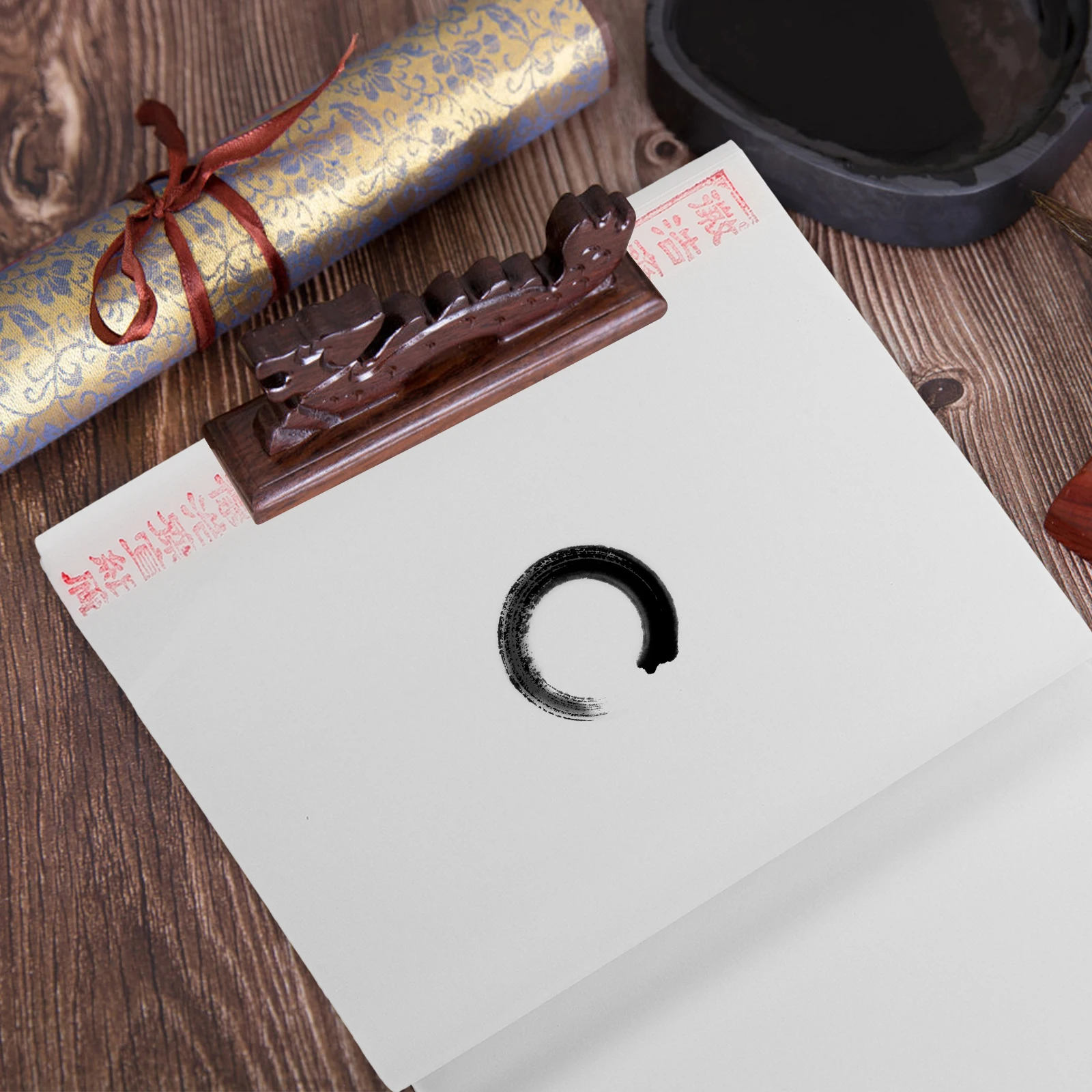 

100 Sheets High Quality Thick Xuan Half Cooked Rice Paper for Chinese Painting Calligraphy Practice Excellent Ink Inhibition