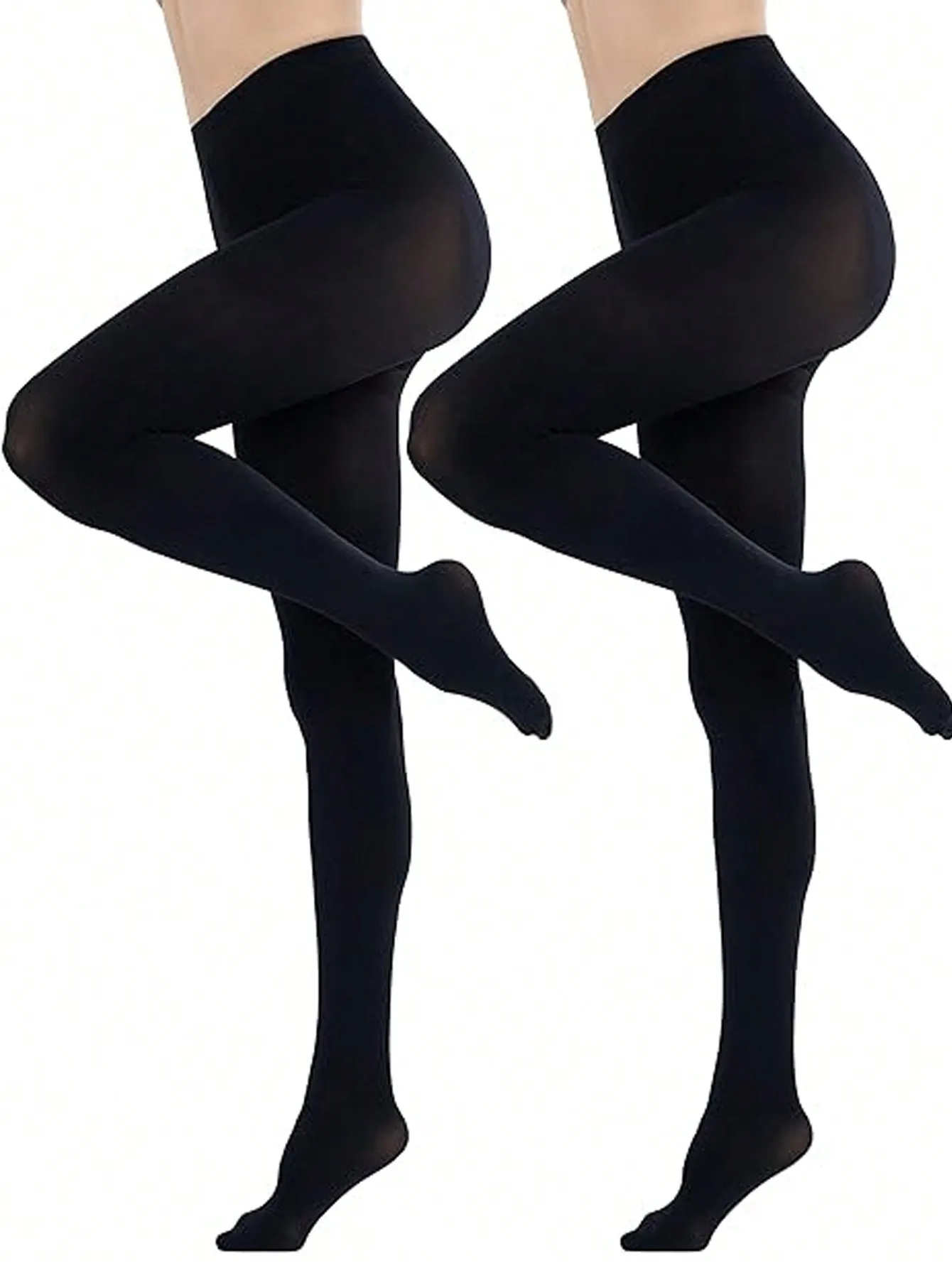 Two-Pack classic Solid Color Fashion Sexy High Waist Versatile women's super elastic bottom slim pantyhose image 4