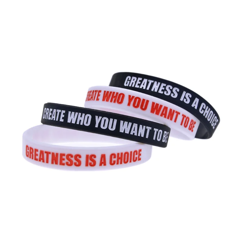 50 Pcs Motivational Quotes Wristbands Create Who You Want To Be Silicone Bracelets 2 Colors