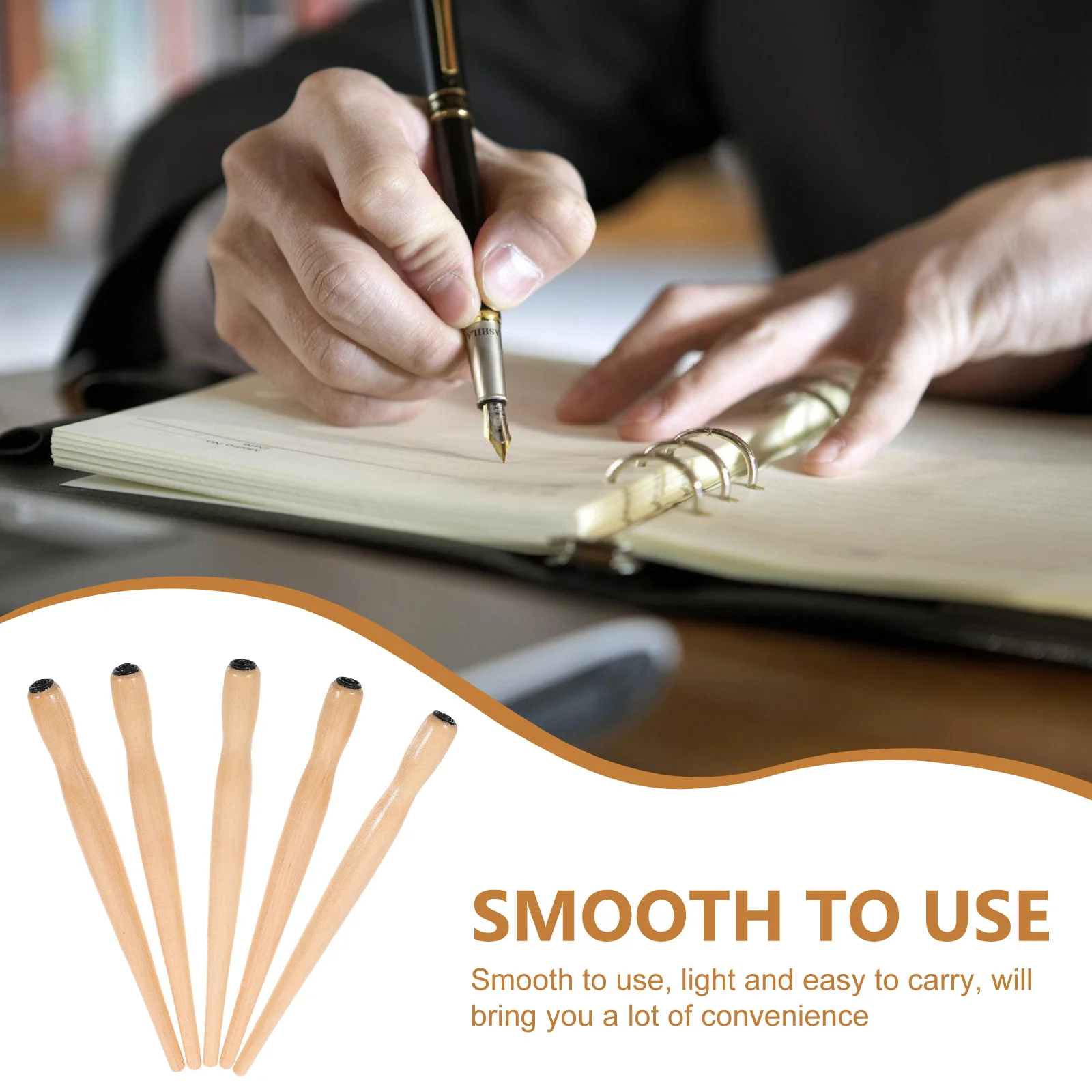 5 uds pincel de pintura de caligrafía varilla Dip Penholder bolígrafos de tinta de madera para reemplazable profesional