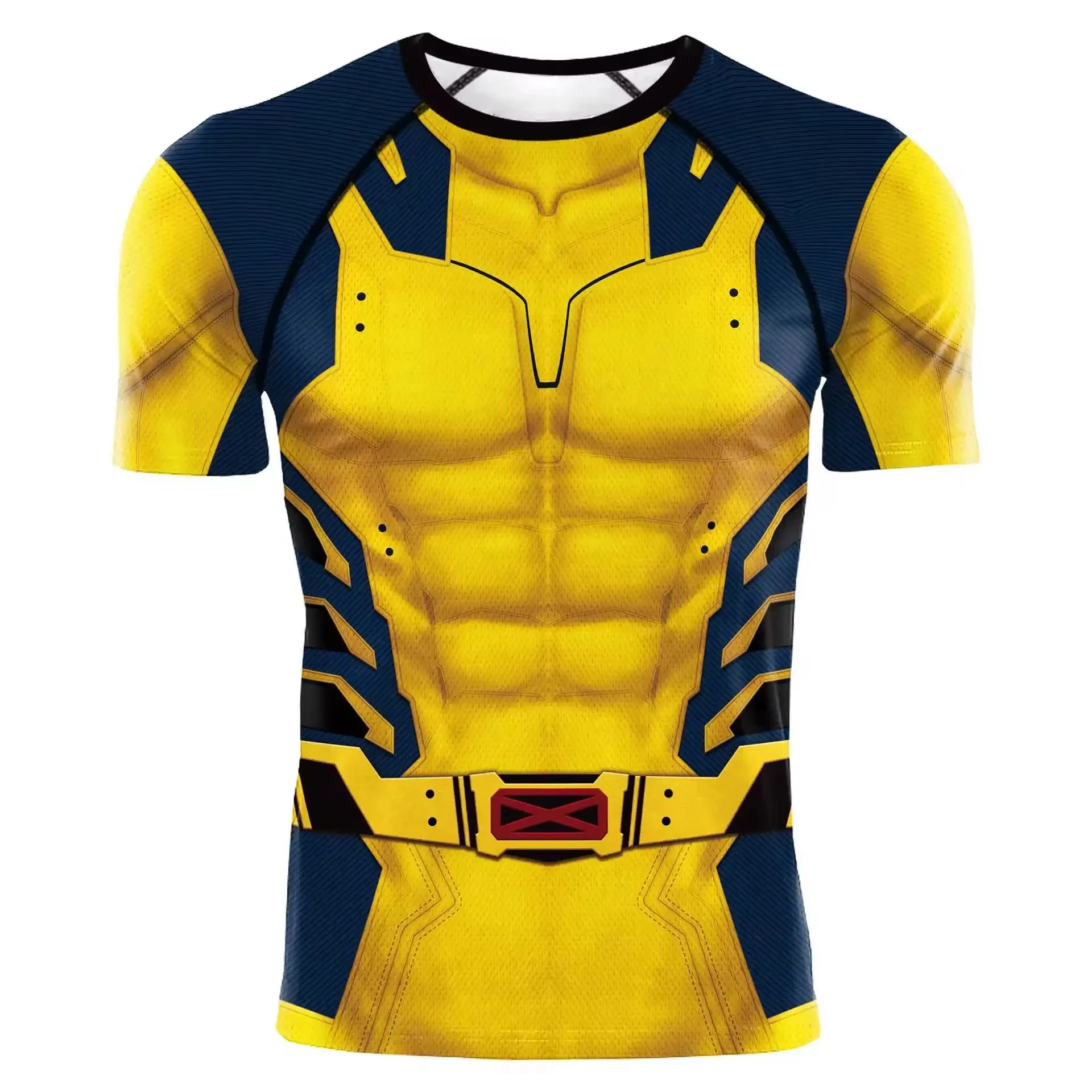 （Miniso）Deadpool Wolverine Summer Men T Shirt 3 Costume Tshirt For Mne Short Sleeve Superhero Training Uniform Tracksuit Top