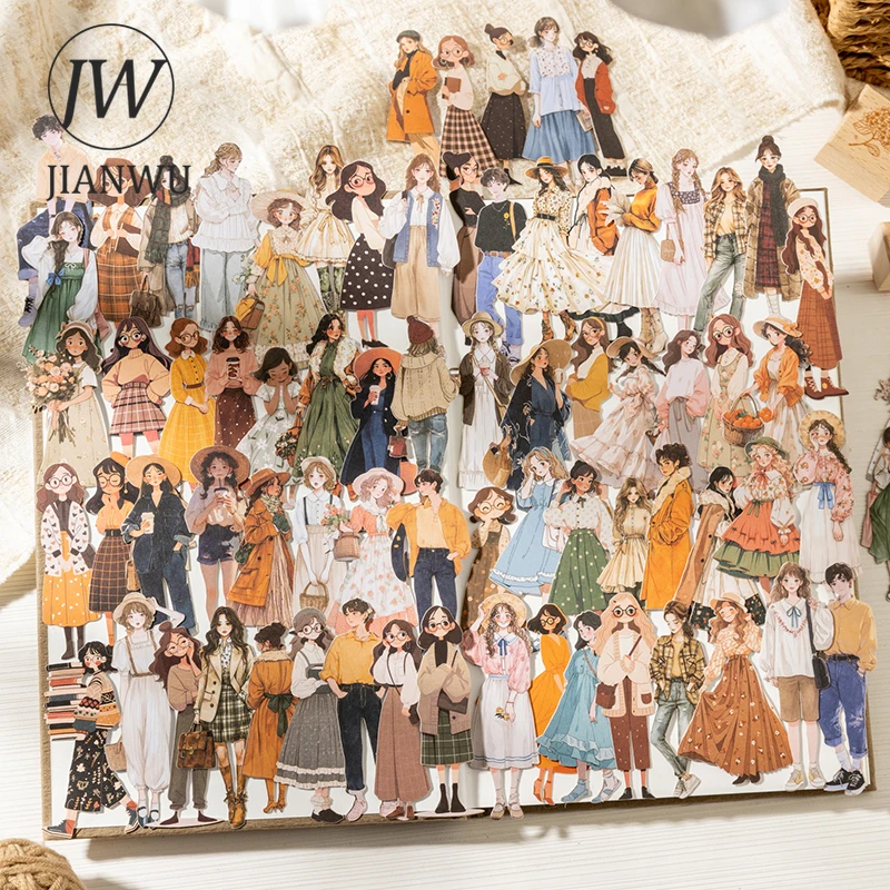 

JIANWU The Crowd Was Like A Cloud Series Vintage Character Landscape Material Collage Sticker Creative DIY Journal Stationery