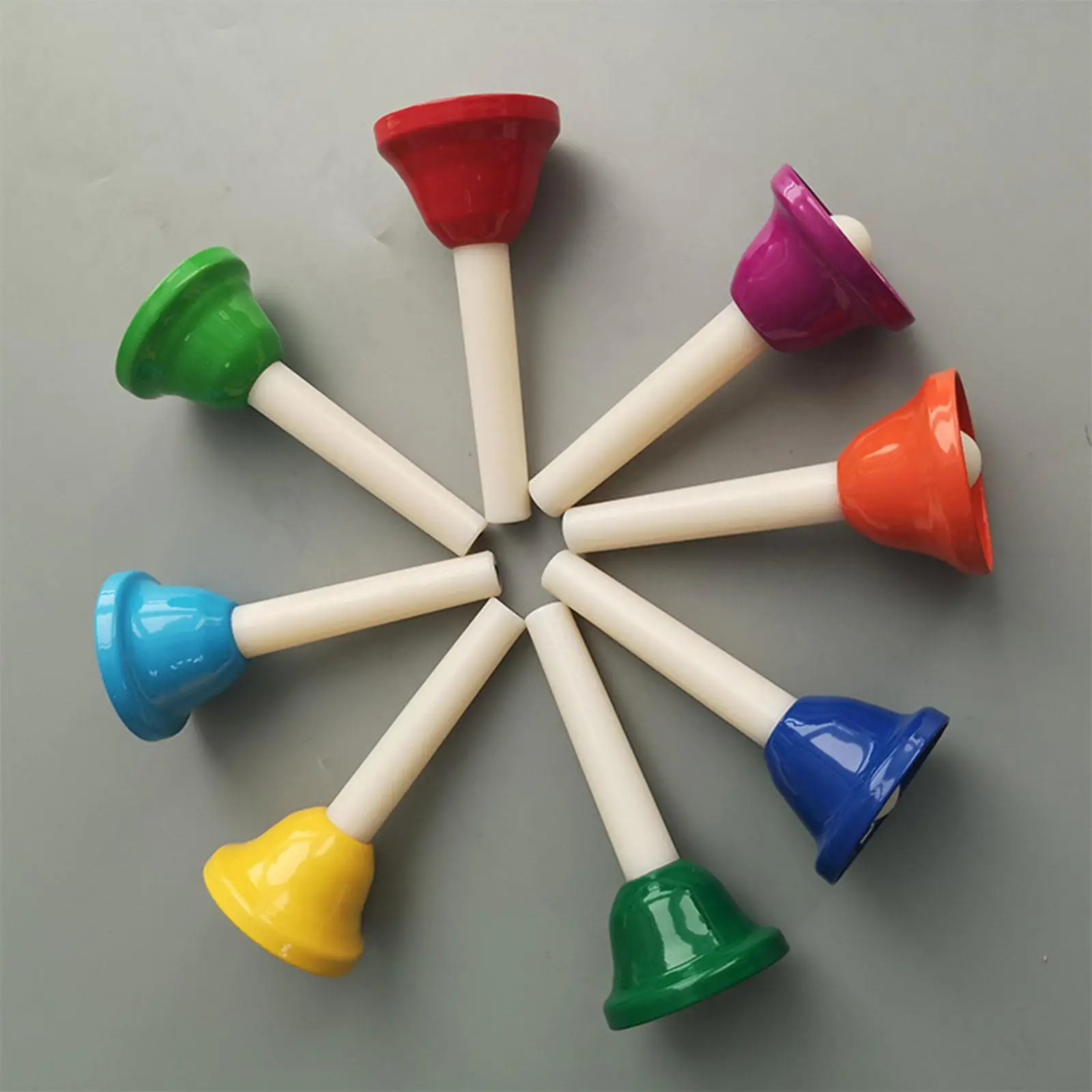 8Pcs 8 Note Hand Bells for Kids, Musical Bells Teaching Aids, Colorful Kids Music Toys, Diatonic Metal Bells for Chorus Party