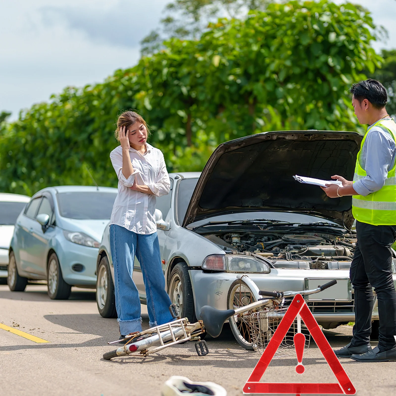 2Pcs Car Warning Sign Folding Triangle Tripod Practical Road Safety Kit for Vehicles Roadside Assistance Car Warning Sign
