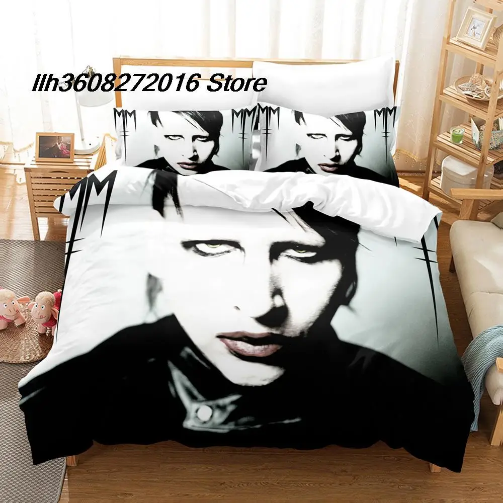 2025 Marilyn Manson Bedding Set Single Twin Full Queen King Size Bed Set Aldult Kid Bedroom Duvetcover Sets 3D Anime Bed Sheet S