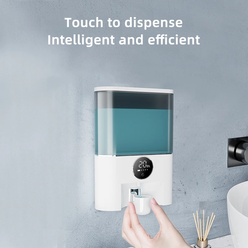 Mouthwash Dispenser with Cups 500ML Automatic USB Charging Smart Mouth Wash Storage Container Bottle Wall Mounted