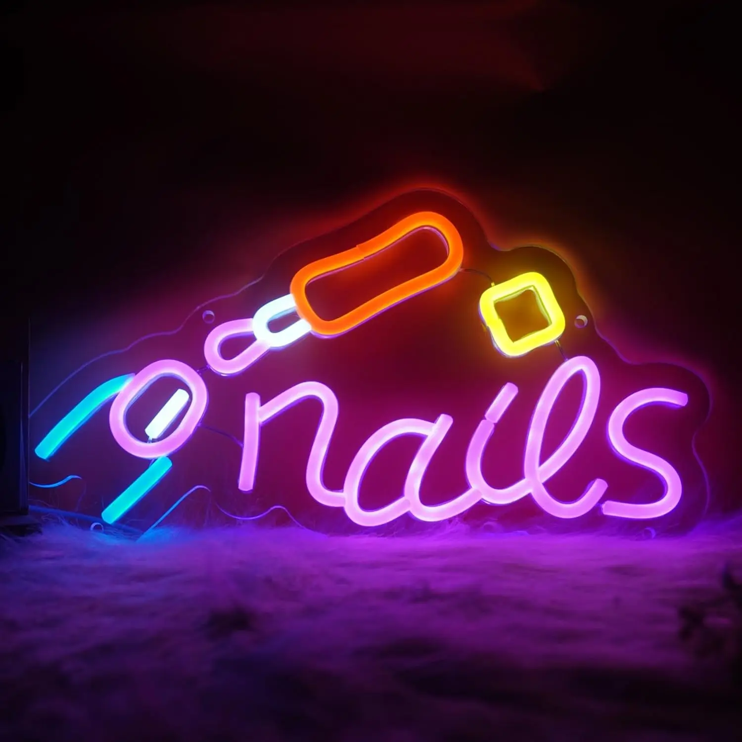 Nails Neon Sign Nail Polish LED Neon Light Wall Decor Nail Salon Beauty Shop Business Sign Christmas Gift Party USB Powered