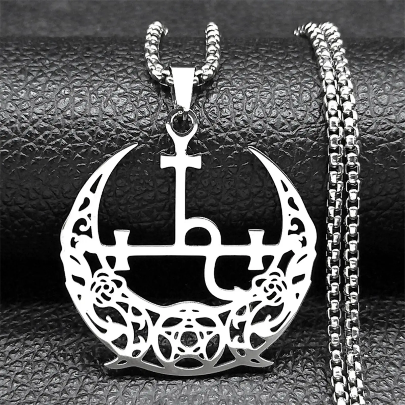 قلادة ثلاثية القمر سيجيل من ليليث للنساء والرجال من الفولاذ المقاوم للصدأ هدايا مجوهرات