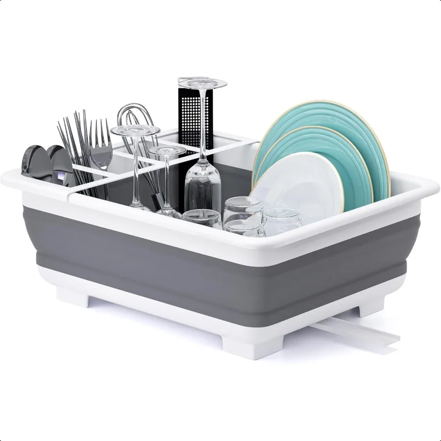 

Collapsible Dish Drying Rack Portable Dinnerware Drainer Organizer for Kitchen RV Campers Travel Trailer Space Saving Kitchen S