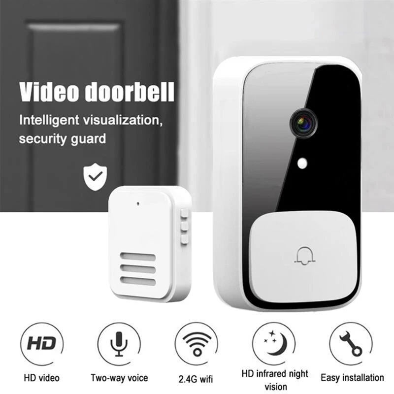 Smart Doorbell Wifi Wireless Call Two-Way Intercom Camera Home Protection Night Vision Bell Camera White Plastic