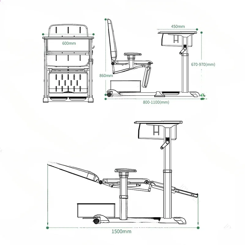 educational multi-functional afternoon nap ergonomic study school furniture single seat student desk and chair