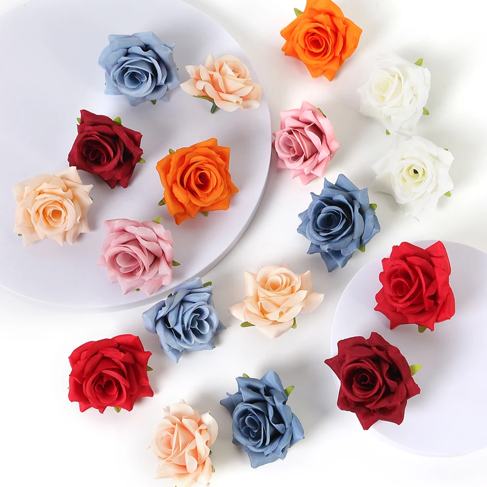 5/10Pcs 6CM Rose Artificial Flowers Fake Flowers Heads For Home Decor Marriage Wedding Decoration Craft Garland Gifts Accessory