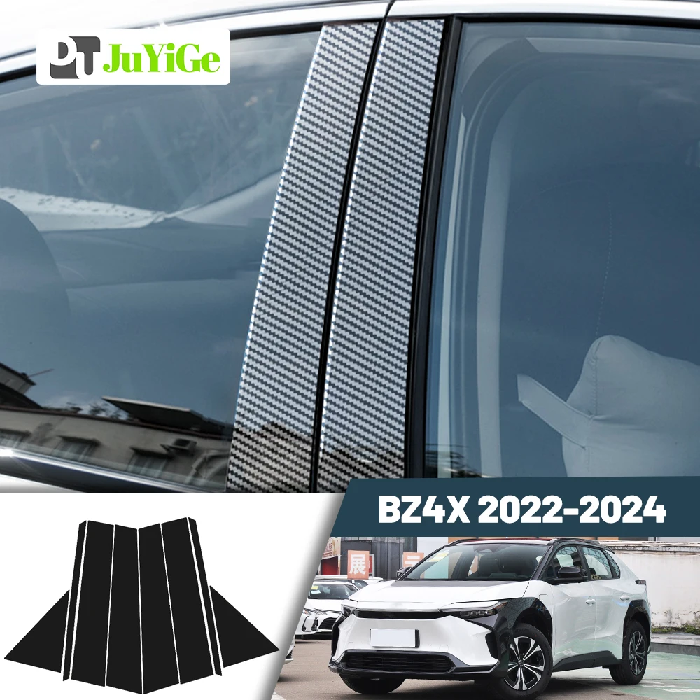 Glossy Black Carbon Fiber Window Door Deal B C Pillar Post Cover Sticker For Toyota BZ2022-2024 2023