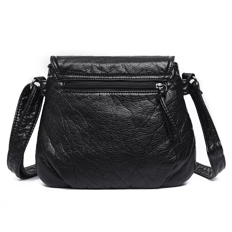 Women's bag new fashionable single shoulder diagonal cross bag washed soft leather small bag double-layer bag