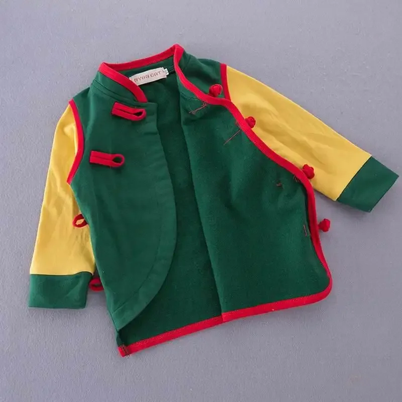 Baby Boy T-shirt Girls Coat Green Orange Chinese style Long Sleeve T-shirt Baby Spring Autumn Clothes E18211