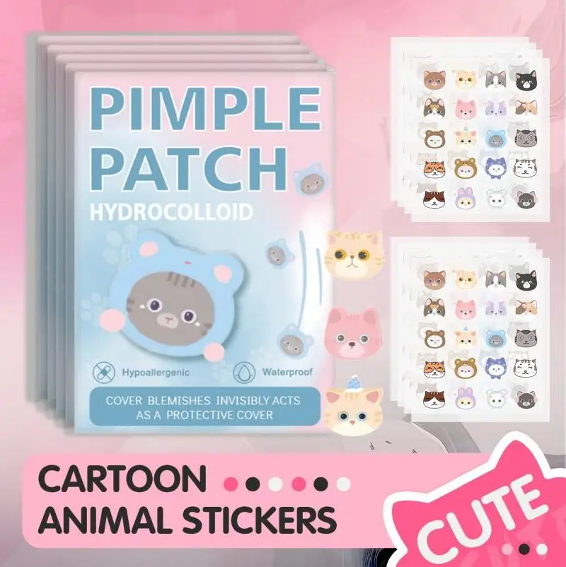 600pcs Cute Cat Shaped Acne Treatment Sticker Invisible Acne Cover Removal Pimple Patch Skin Care 20 Type Acne Treatment Sticker
