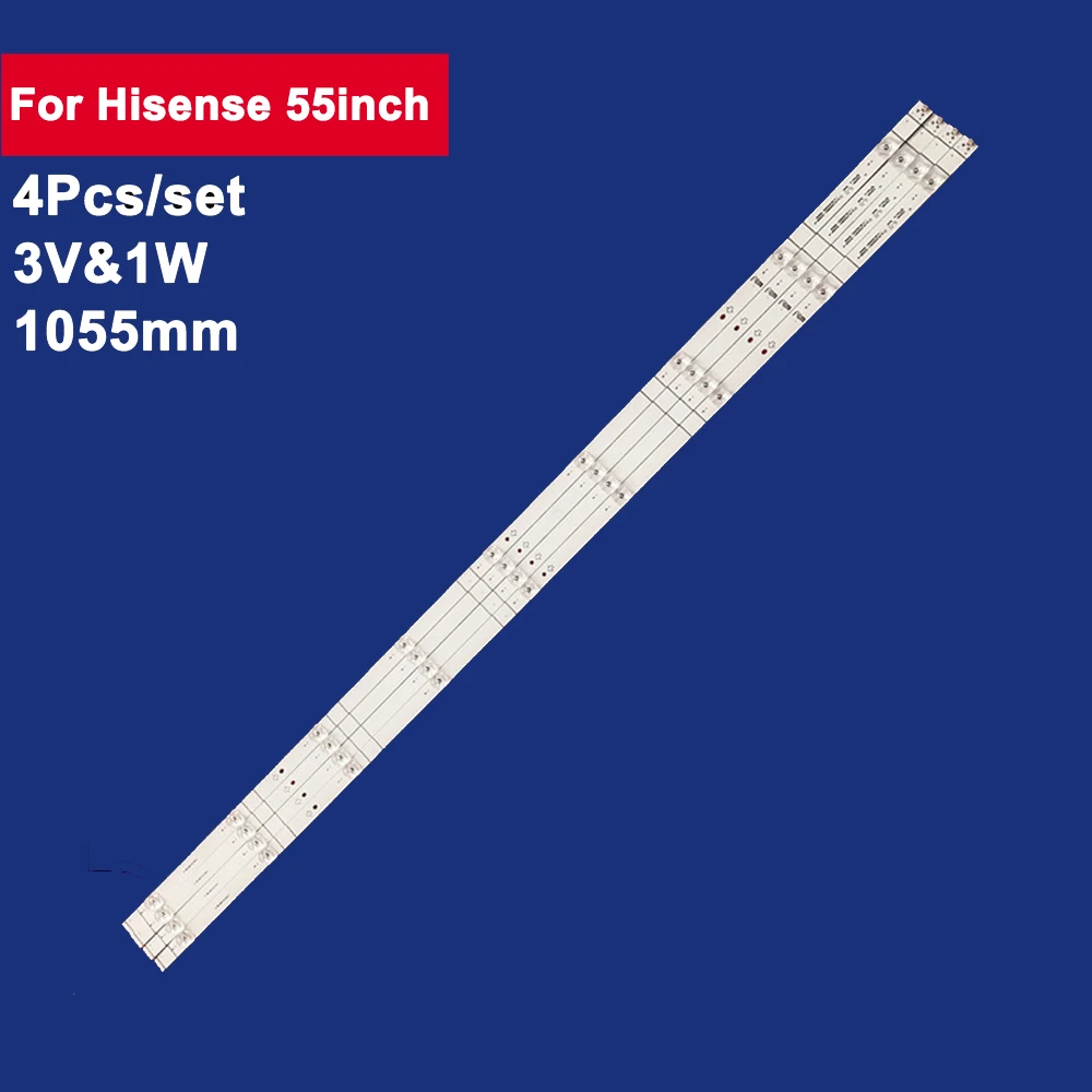 4Pcs 1055mm For Hisense 55inch LED Backlight TV Strip 9Leds 3V&1W SJ.H0.D5500901-3030MS-M 180508 HZ55A51 HZ55A55