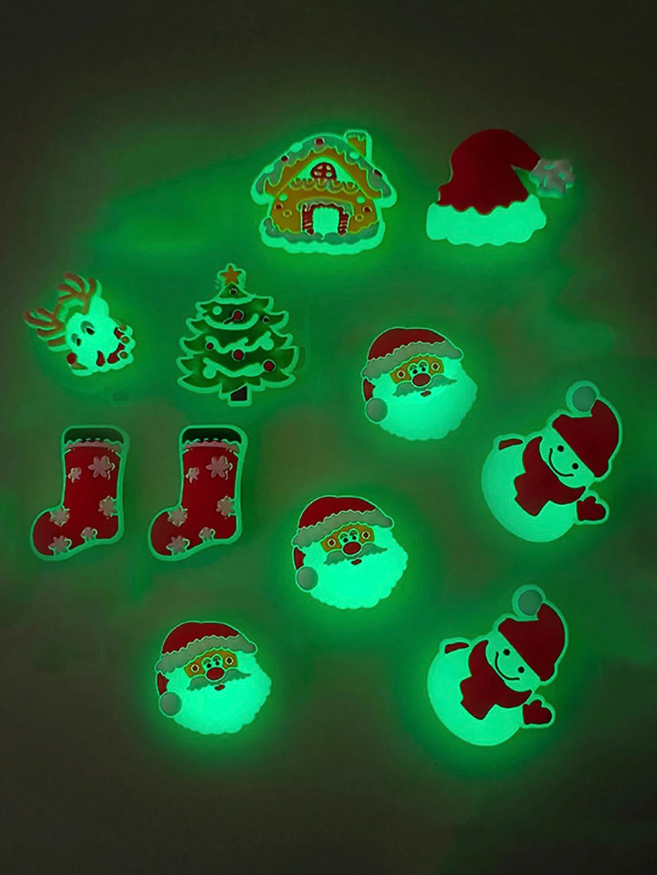 7pcs Glow in the Dark Shoe Charms, Christmas DIY Shoe Accessories, Luminous Flower Shoe Decorations for Clogs, Sandals, Holiday