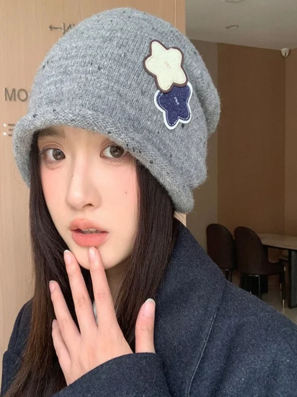 coreano-sle-macio-aconchegante-estrela-padrao-all-match-sobrecarga-chapeu-de-malha-feminino-outono-inverno-novo-grande-tamanho-cabeca-borla-chapeu