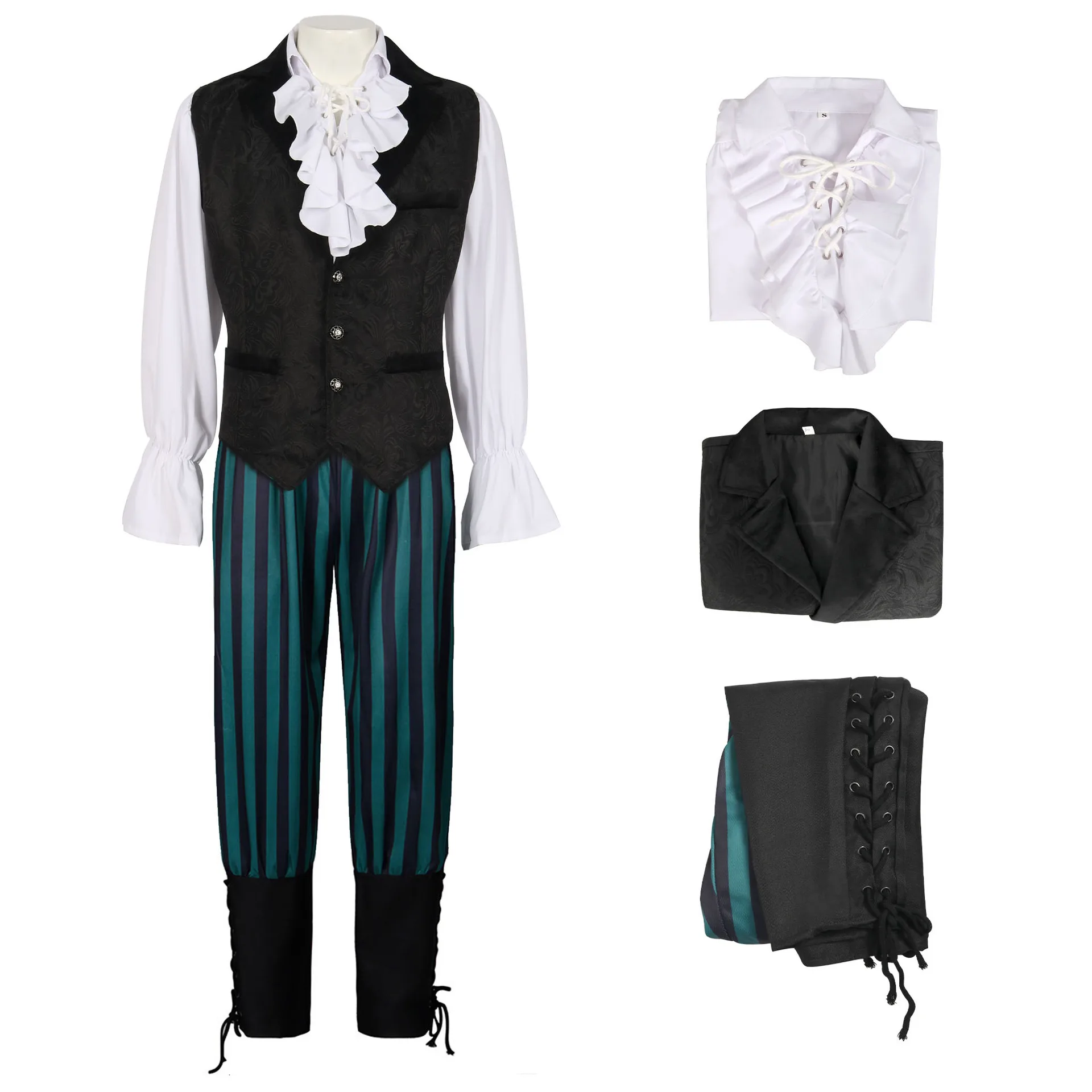 

2025 New Men Steampunk Vest Coat Pants Victoria Vintage Prince Shirt Medieval Renaissance Jacket Cosplay Costume