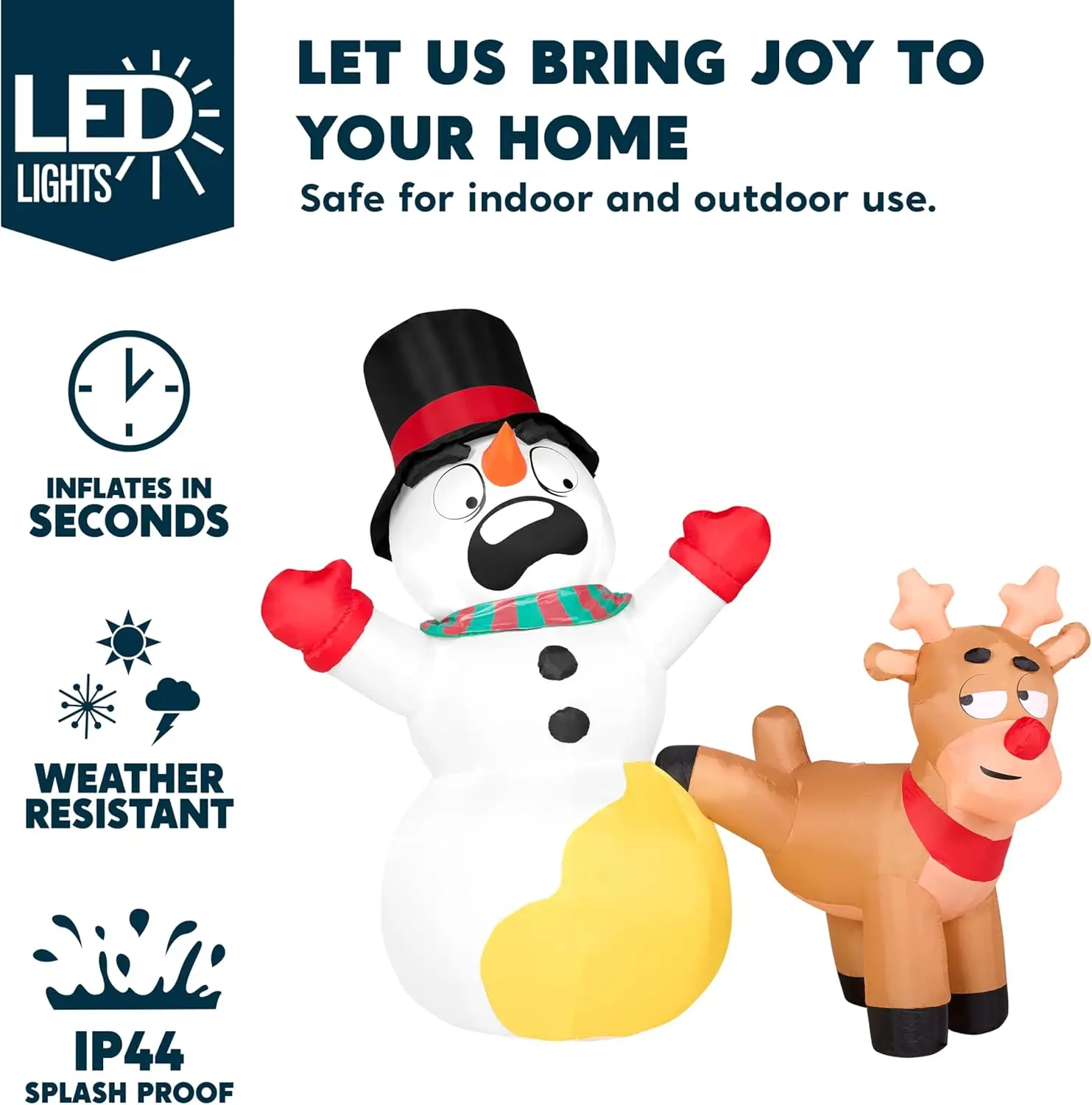 JOYFY 6.6 قدم طويل عيد الميلاد نفخ الديكور الرنة التبول على ثلج مع المصابيح المدمجة لعيد الميلاد حفلة ساحة حديقة ديكور