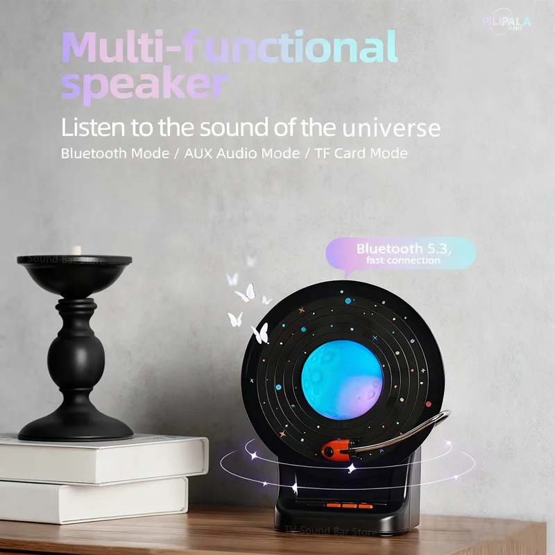 

Портативная беспроводная стереосистема HIFI Bluetooth 5.3 с RGB-подсветкой, эффектом лунного света, ретро-дизайном, поддержкой TF-карт и AUX