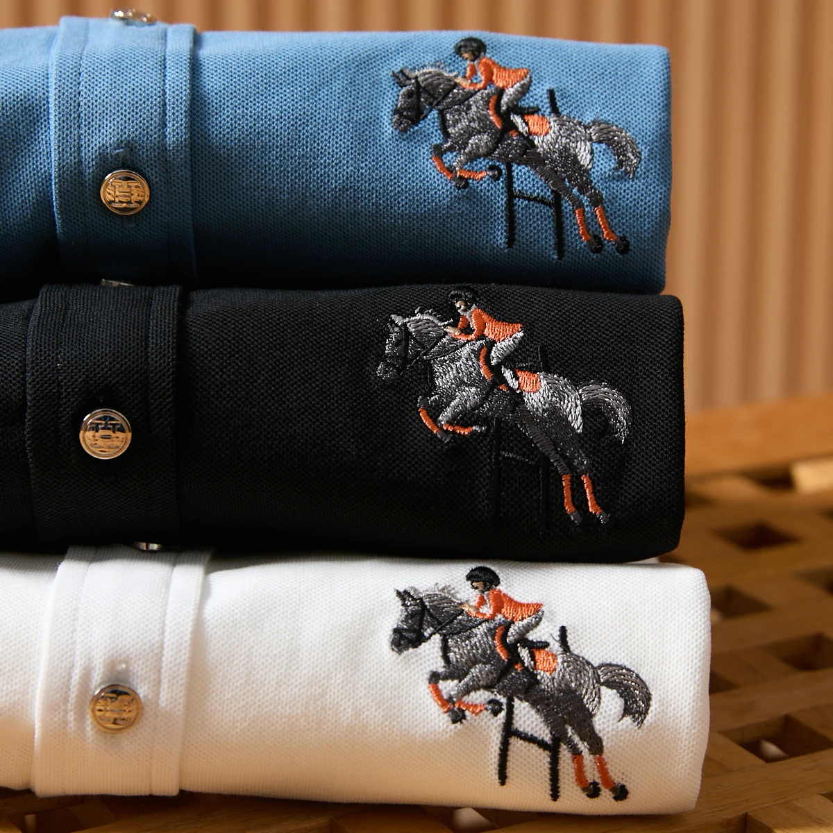 

High-End Luxury! Sorona Cool Feeling Pearl und! Heavy Embroidery! Men's Busin Casual ort Sve irt