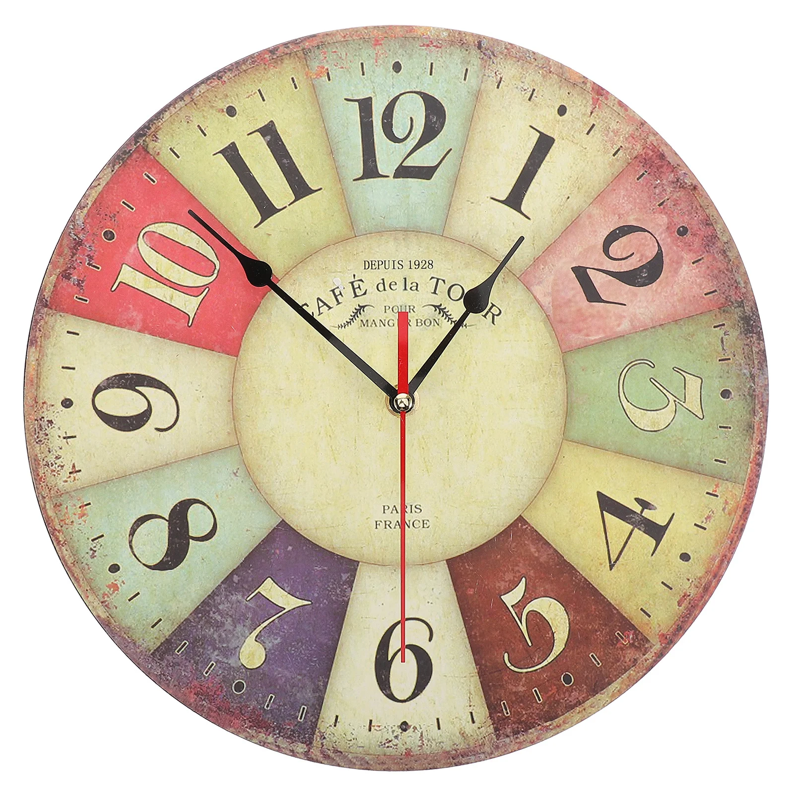 

Retro Vintage Style Large Round Wooden Wall Clock Home Office Decor Silent 34Cm Diameter Roman Arabic Numbers Choice 30X30X5Cm