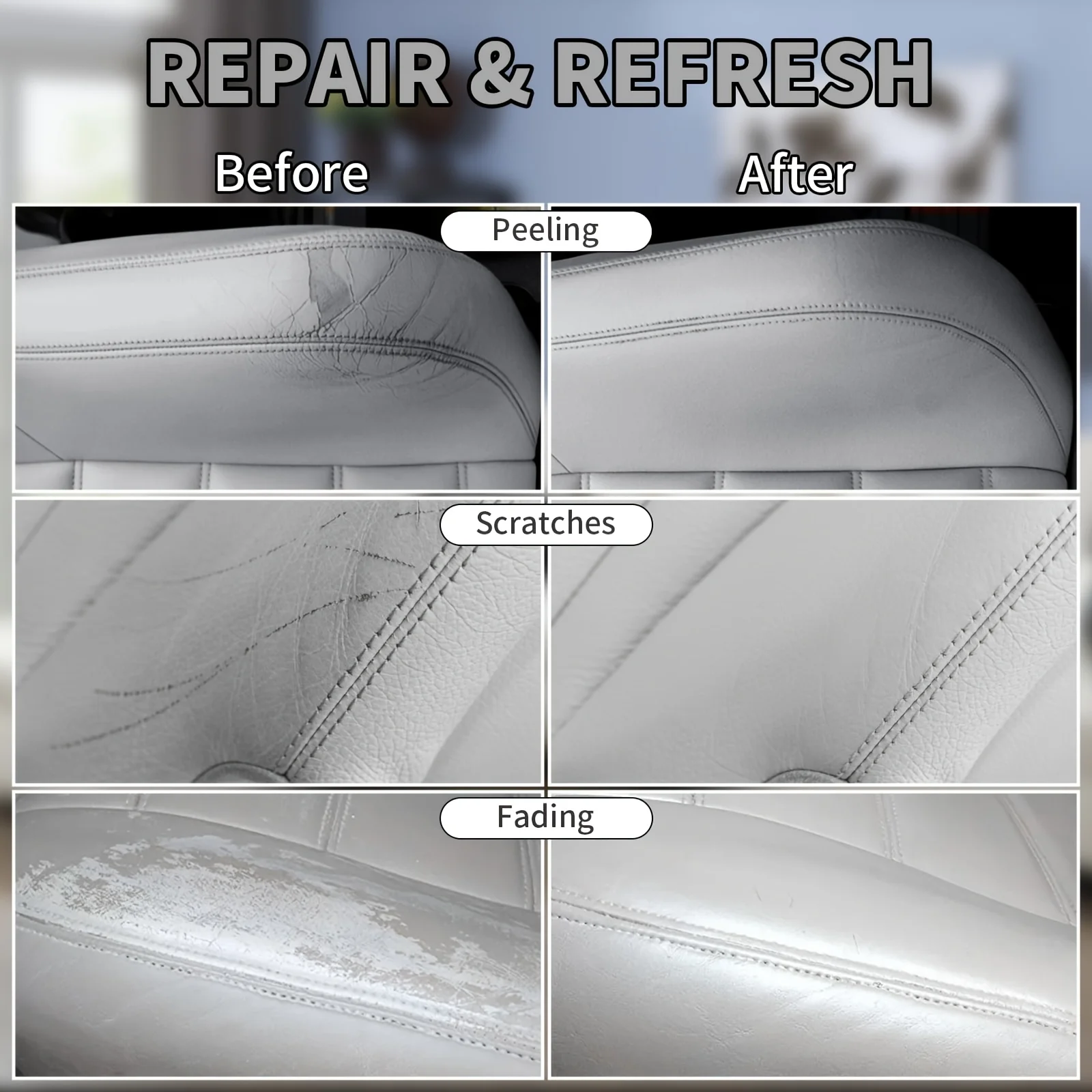 JOKJOK Leather Repair Paste Grey Car Seat Interior Crack Filler For Sofa Shoes Belts Quick Dry Smooth Finish