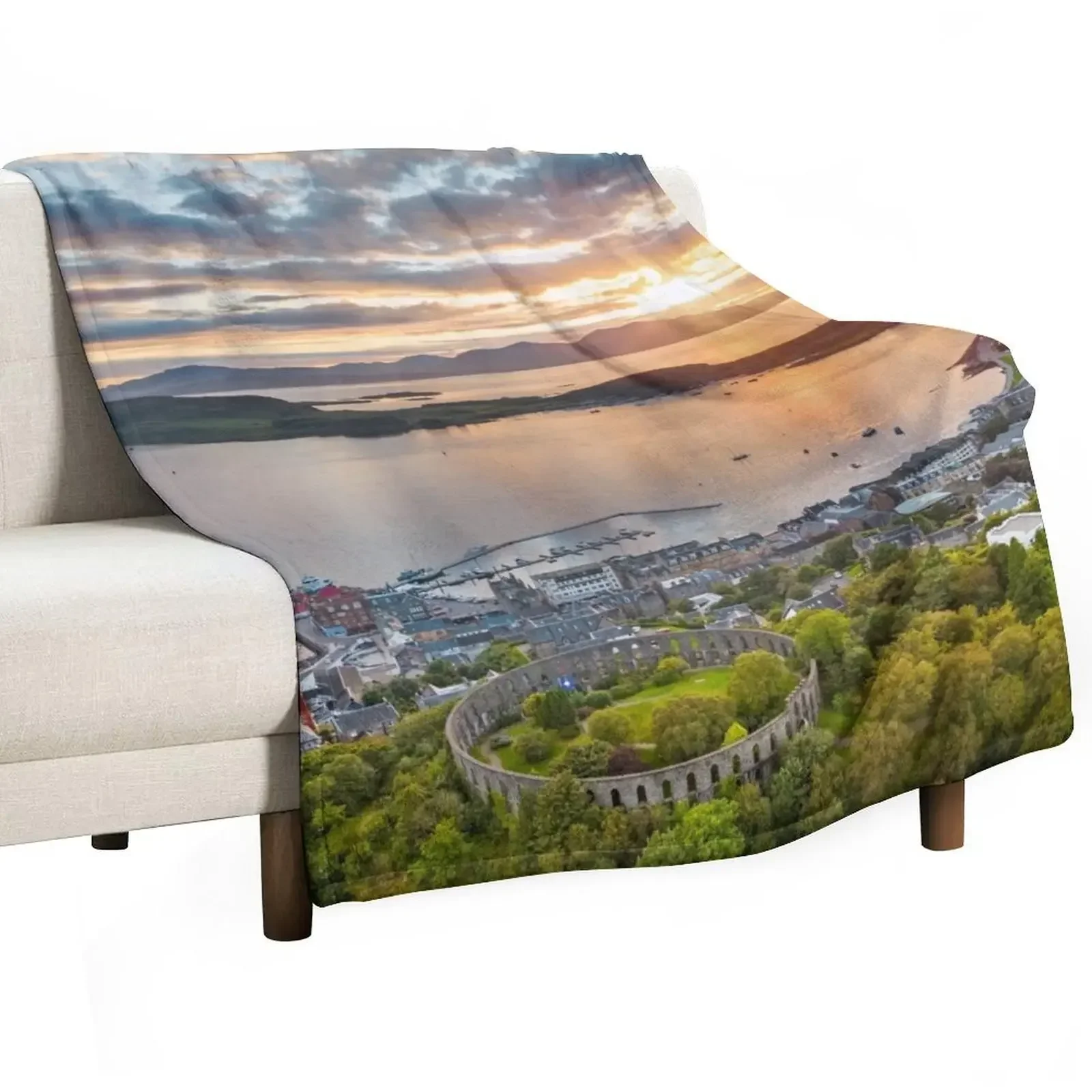 Sunset over beautiful Oban, Scotland - Scottish Landscape Photography Throw Blanket Luxury Thicken Baby Warm Blankets