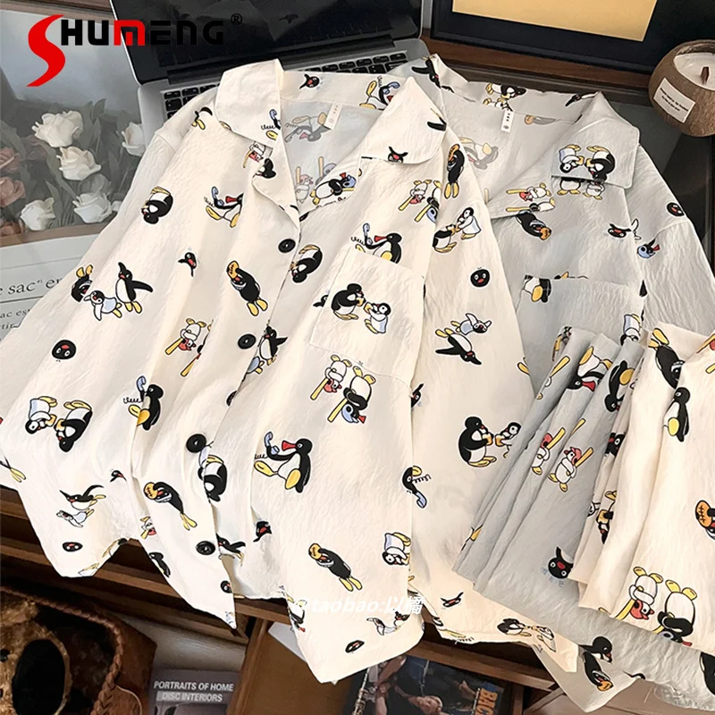 

Женские пижамы для пар в японском стиле с длинными рукавами, весенне-осенняя одежда для сна, женский комплект домашней одежды унисекс из чистого хлопка с героями мультфильмов