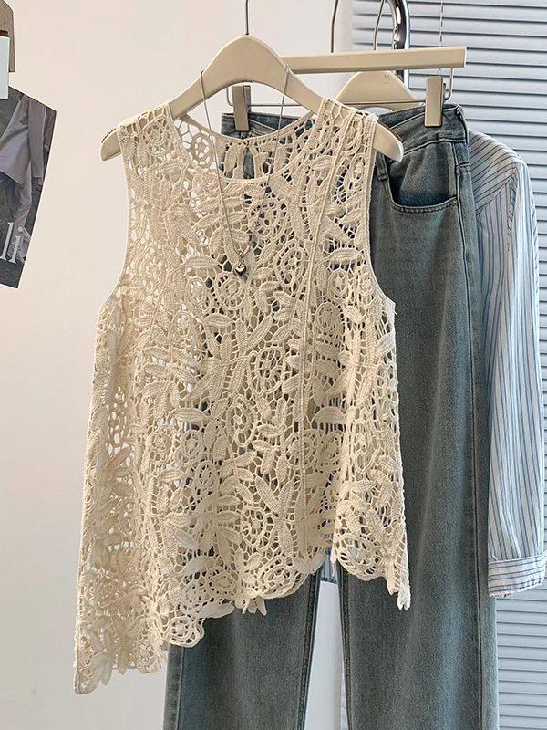 

Bohemian Hollow out Hook Flower Women's Vest Top Fashionable Versatile Brand Spring City Commute Inner Wear Regular Length