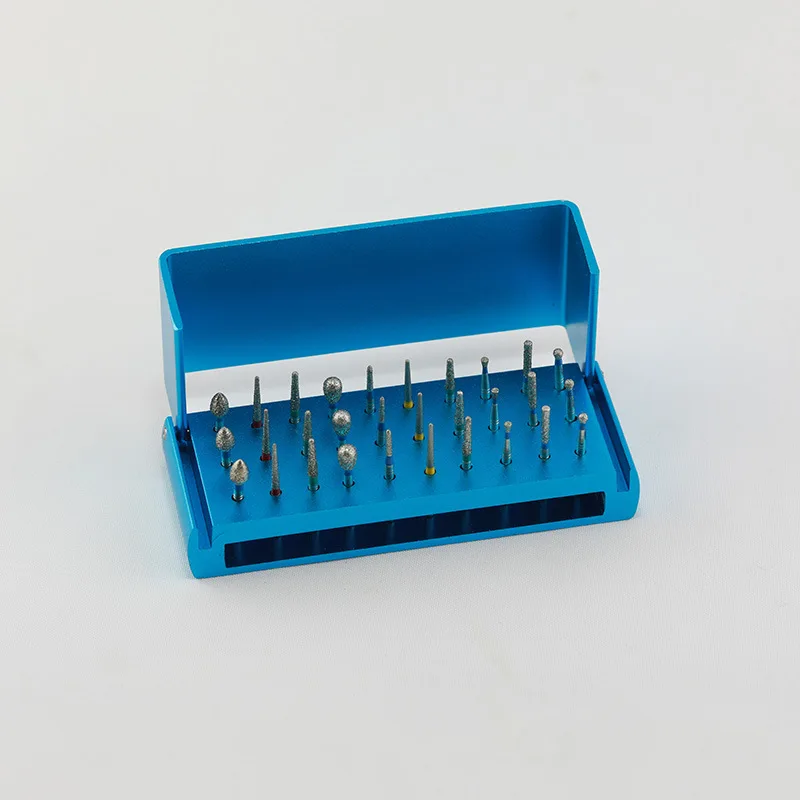 PIORPOY Dental Diamond Burs 30Pcs/Set for High Speed Handpiece Burs 1.6MM Handpiece Turbine+Burs Placement Box Dental Dropship