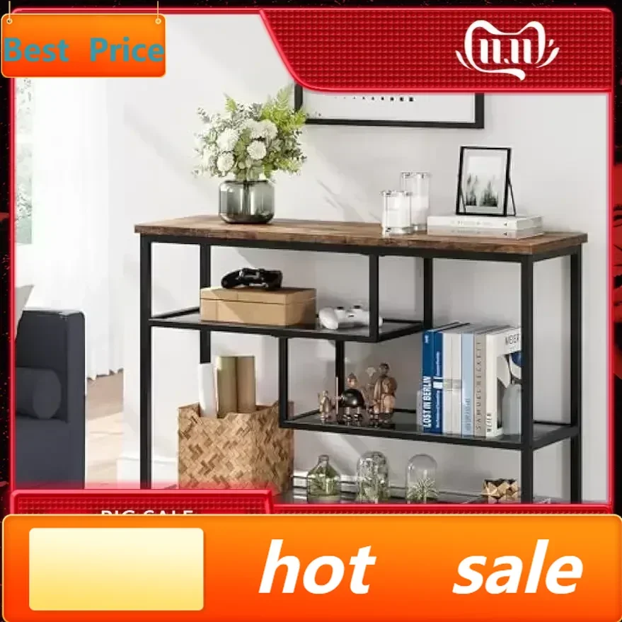 

Бестселлер: Консольный столик, 4-уровневый узкий столик для прихожей с стеклянной полкой и металлическим каркасом, 39,4 дюйма, для размещения за диваном, Ru